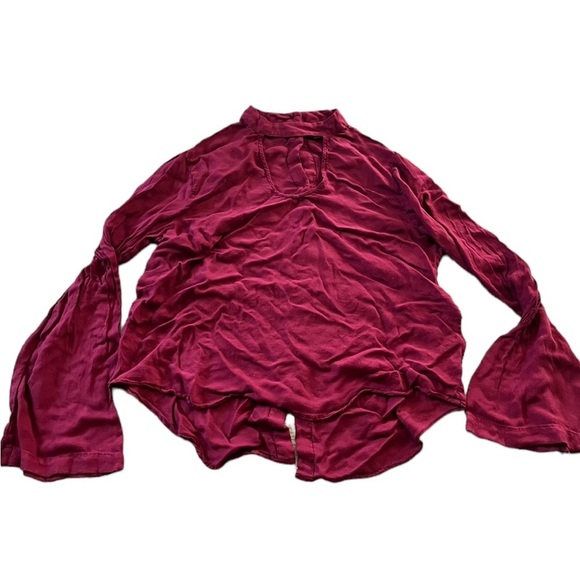 Anthropologie Cloth & Stone Womens Maroon Wine Colored Bell Sleeve Long Size M - Picture 1 of 7